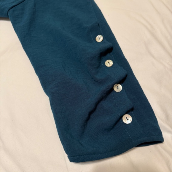 Fridaze Linen Women’s Jacket XL – Teal Blue 100% Linen, Mother of Pearl Buttons - Picture 4 of 7